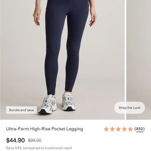 Quince Navy High-Rise Leggings